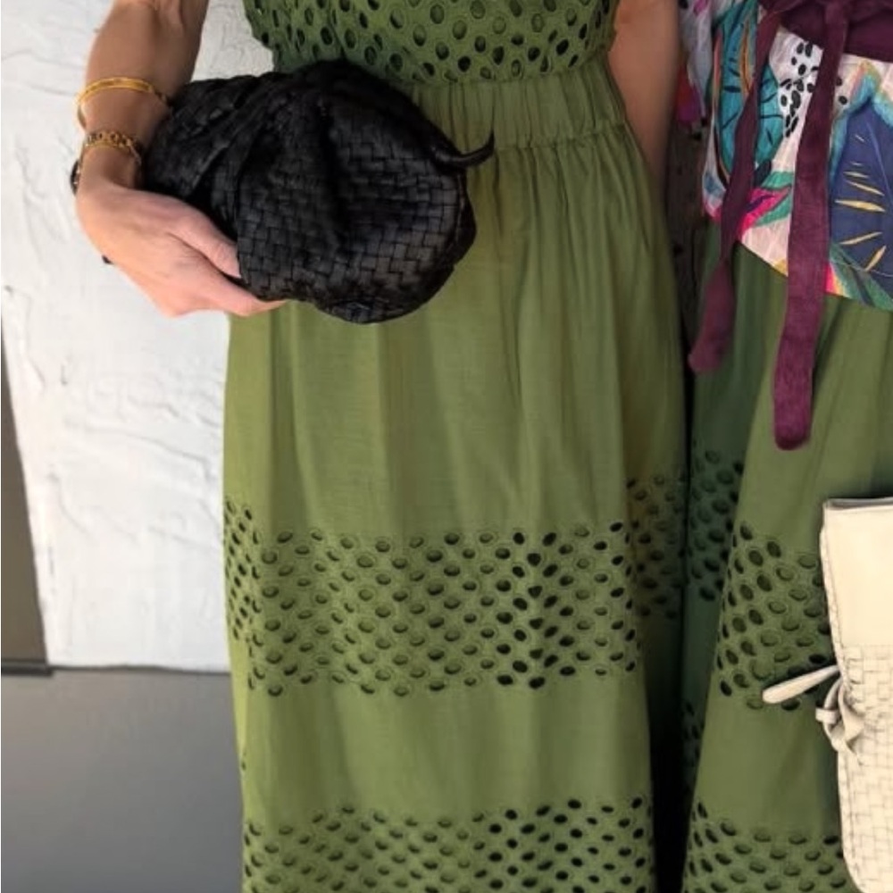 Marie Oliver Olive Eyelet Midi Dress